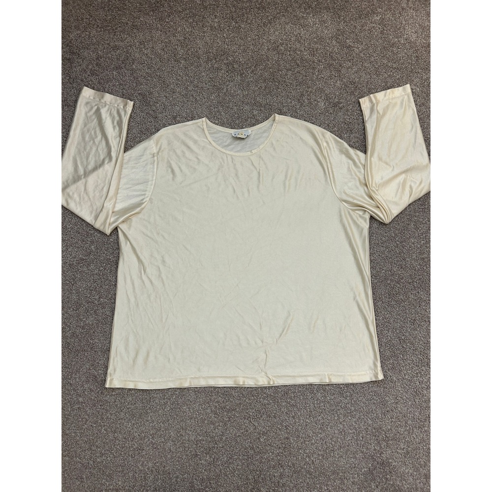 Bryan Long Sleeve Top Womens 2X Cream Excellent Acetate Rayon Ribbed 2441